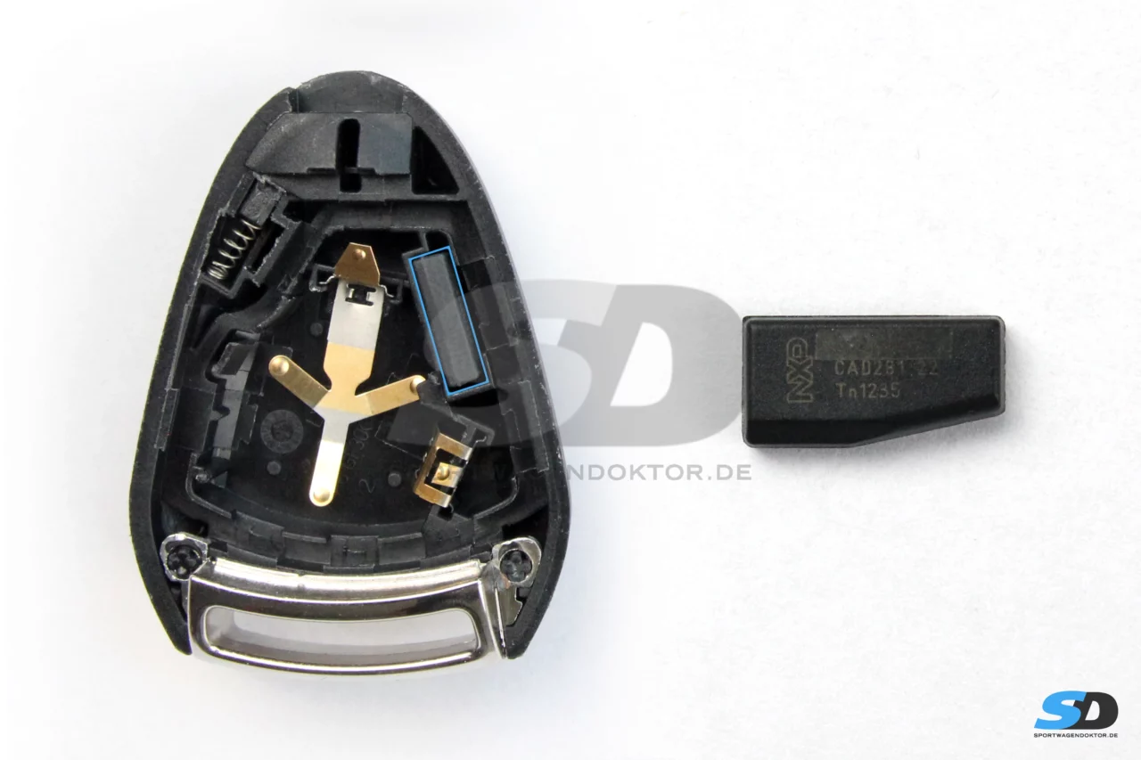 Bild vergößern - Einbaupostion und Transponder Porsche 987 und 997 Funkschlüssel