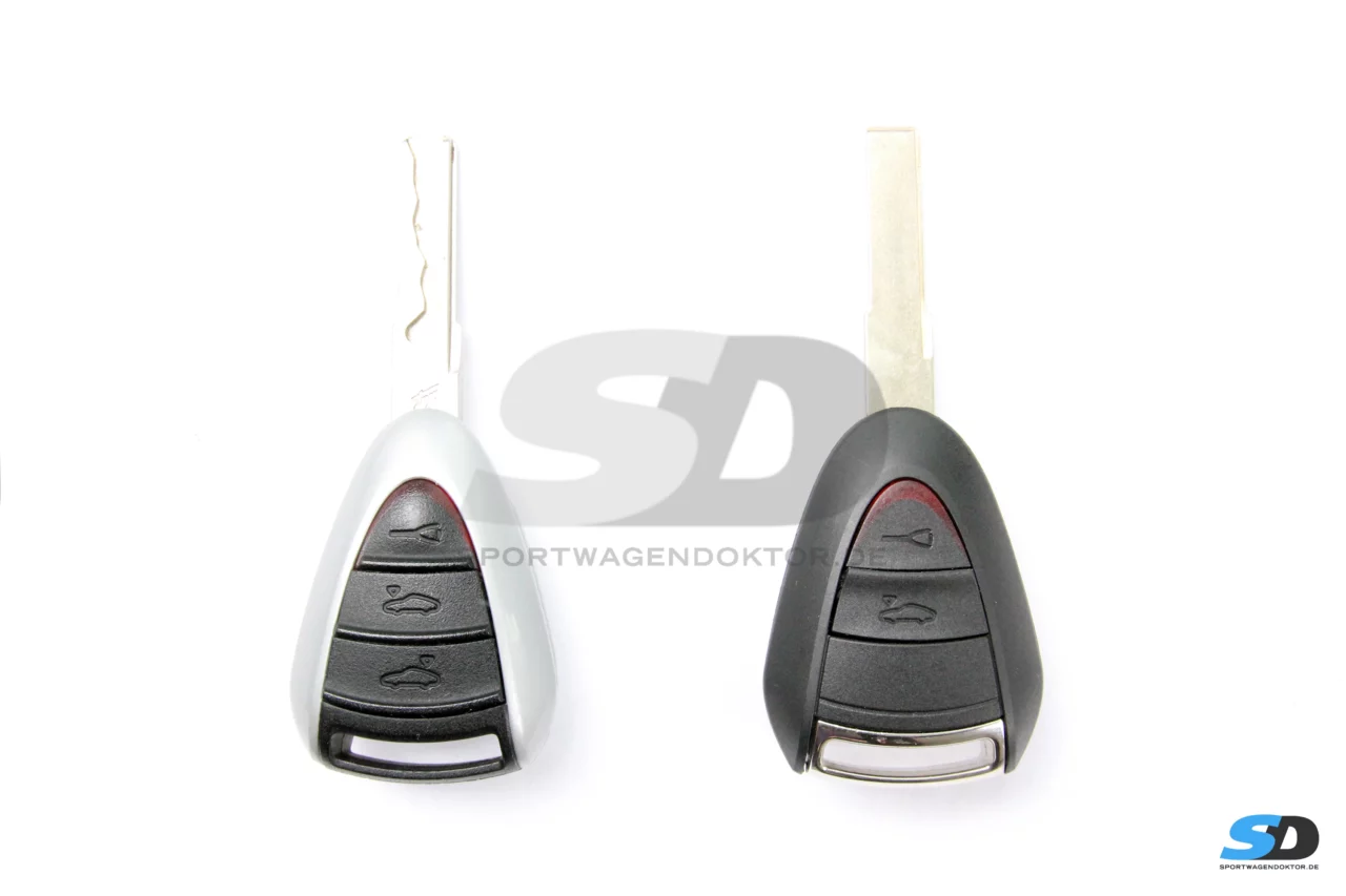 Bild vergößern - Vergleich Porsche 987 und 997 Funkschlüssel Vorfacelift und Facelift