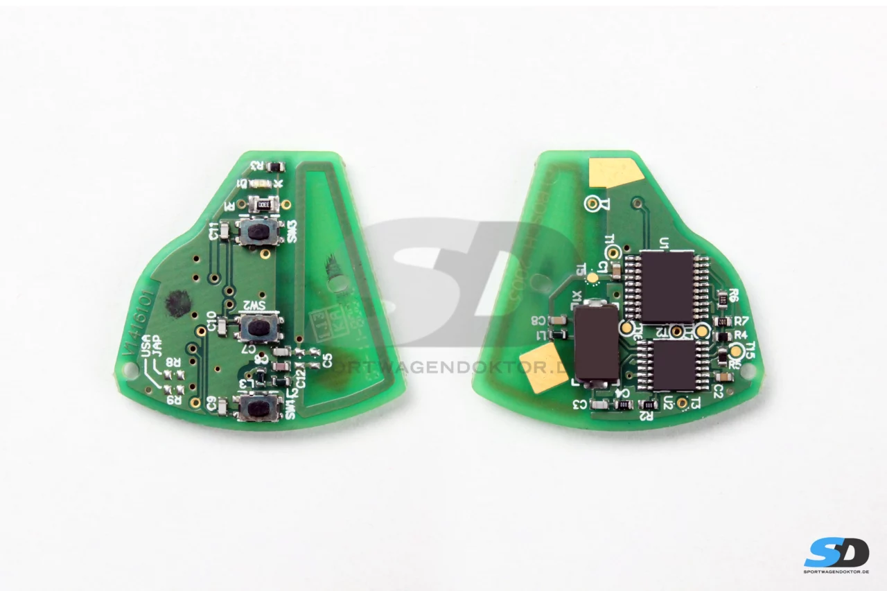 Bild vergößern - Platinenvorder- und Rückseite Porsche 987 und 987 Funkplatine