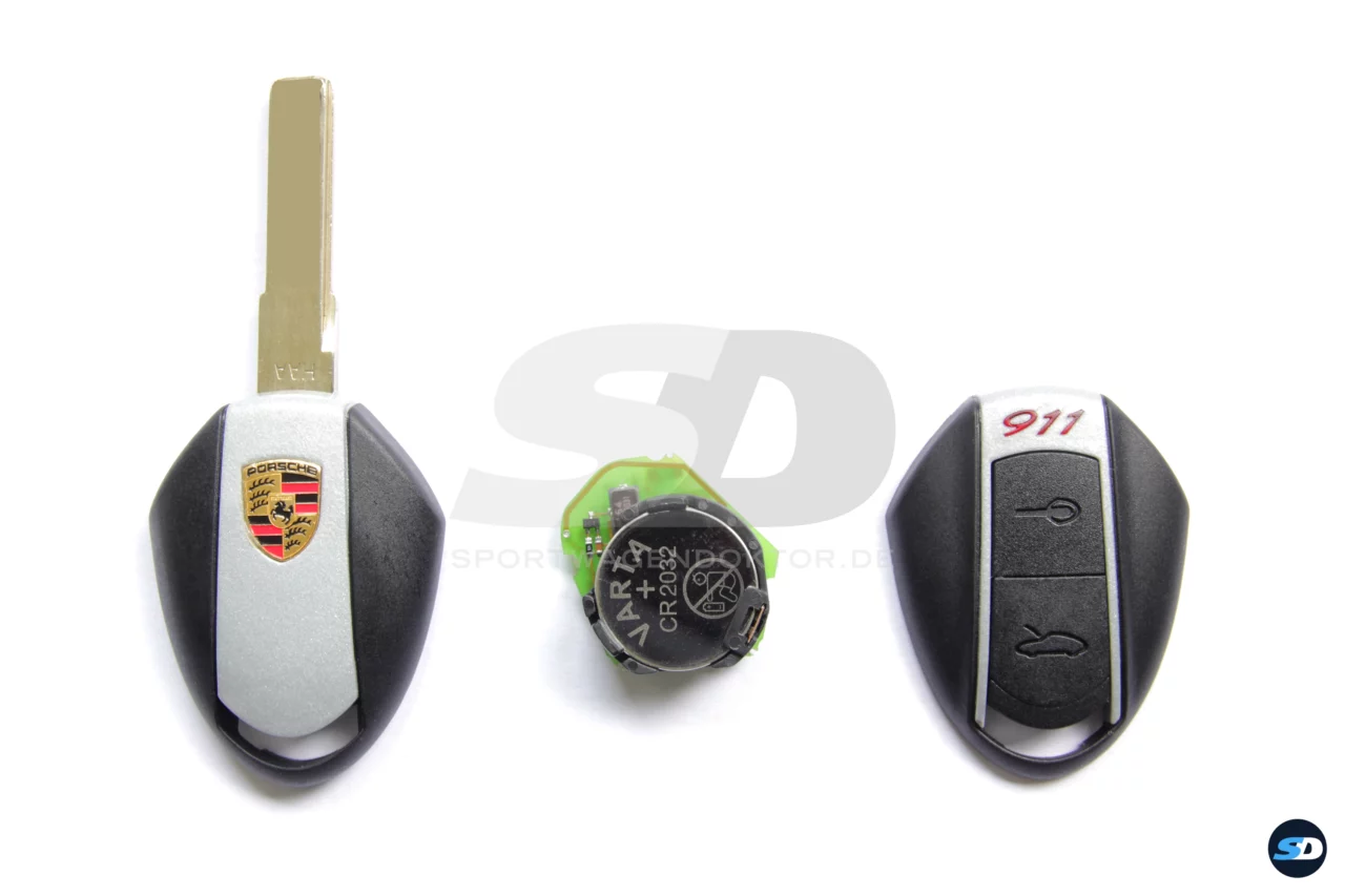 Bild vergrößern - Umbau Porsche 996 Funkschlüssel auf originales Porsche 911 Designgehäuse und Reparatur Funksender